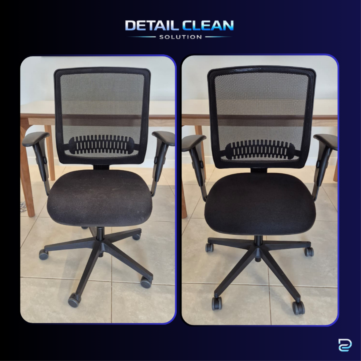 Higienização de Cadeira — Antes e Depois