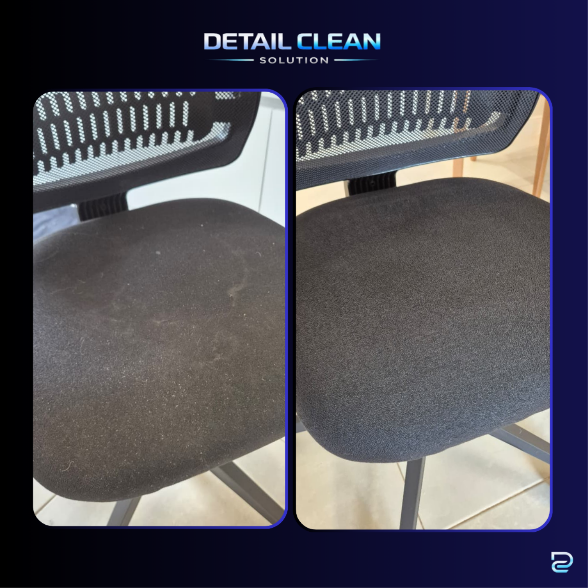 Higienização de Cadeira — Antes e Depois