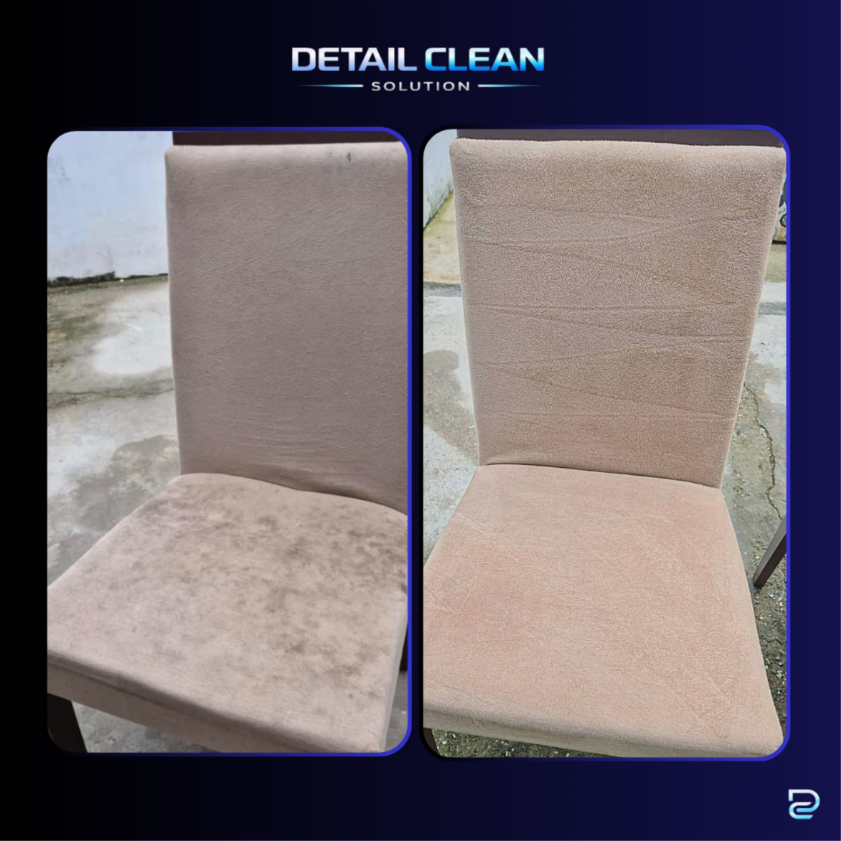 Higienização de Cadeira — Antes e Depois